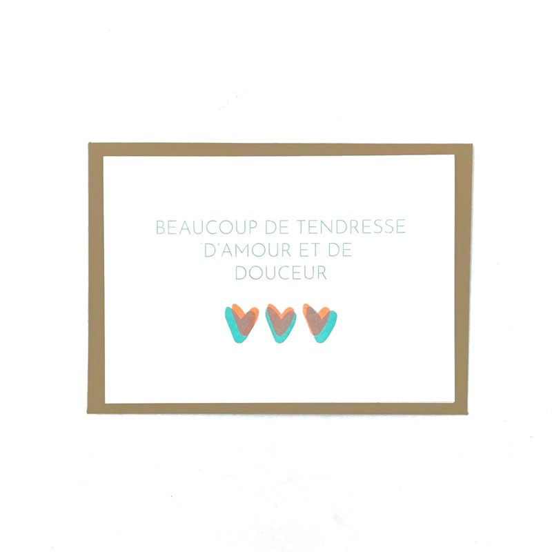 Carte postale "Beaucoup de tendresse" + enveloppe