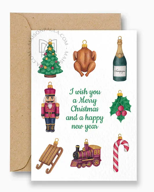 Carte "Merry Christmas" + enveloppe
