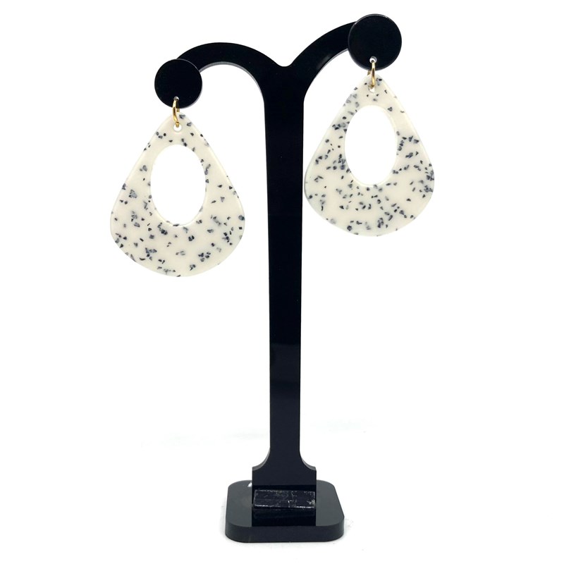 Boucles d'oreilles acétate blanc moucheté