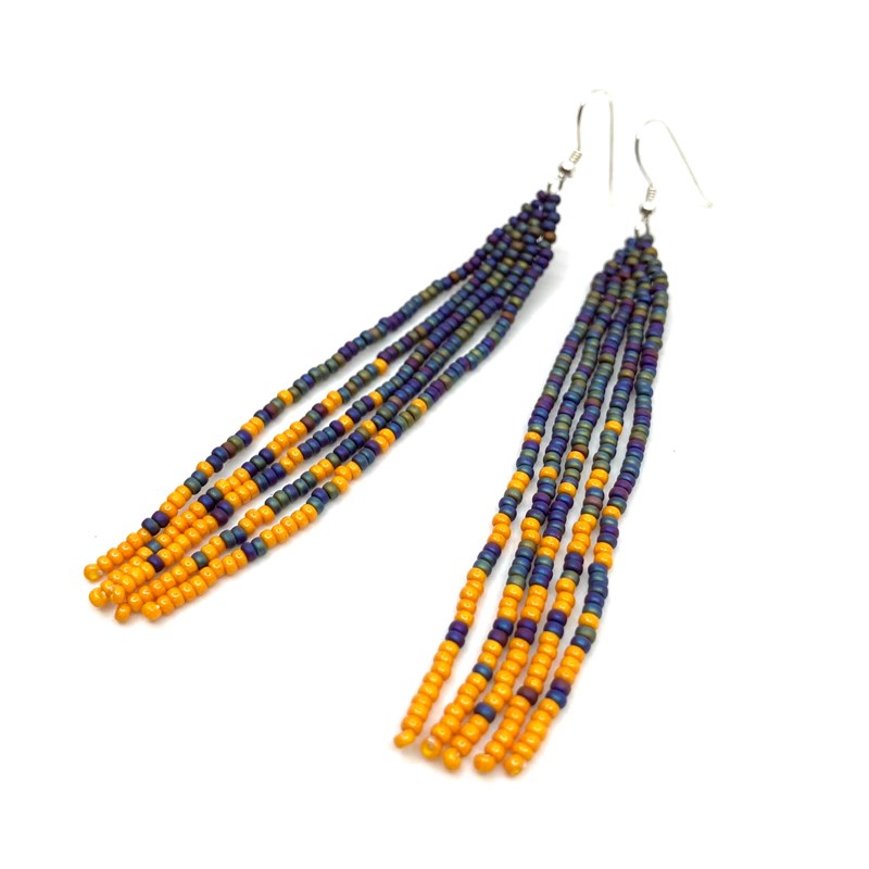Boucles d'oreilles "Pixels" orange- attache argent