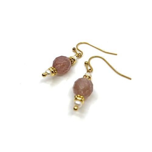 Boucles d'oreilles - quartz fraise -