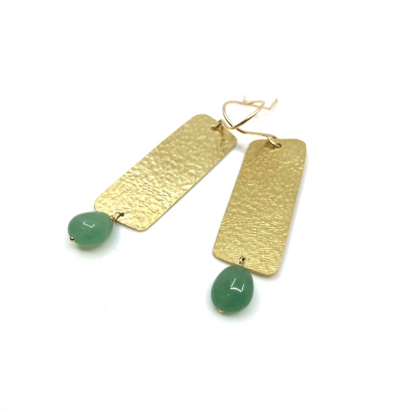 Boucles d'oreilles gold filled, laiton et aventurine