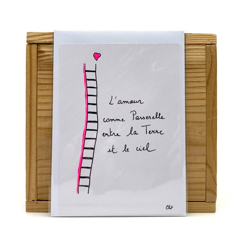 Carte postale " L'amour comme passerelle..." avec enveloppe