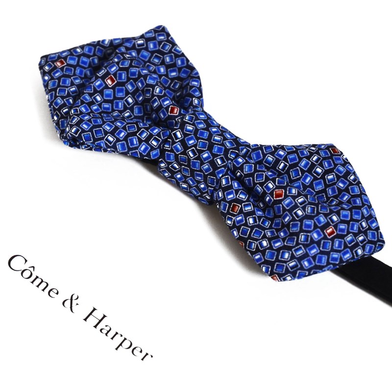 Noeud papillon Côme motif small blue square