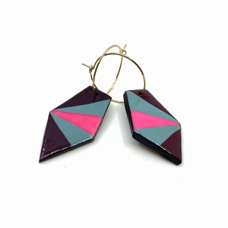 Créoles pièce allongée sur pointe -14271-