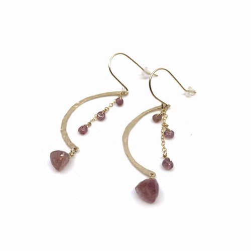 Boucles d'oreilles - quarts fraise/tourmalines