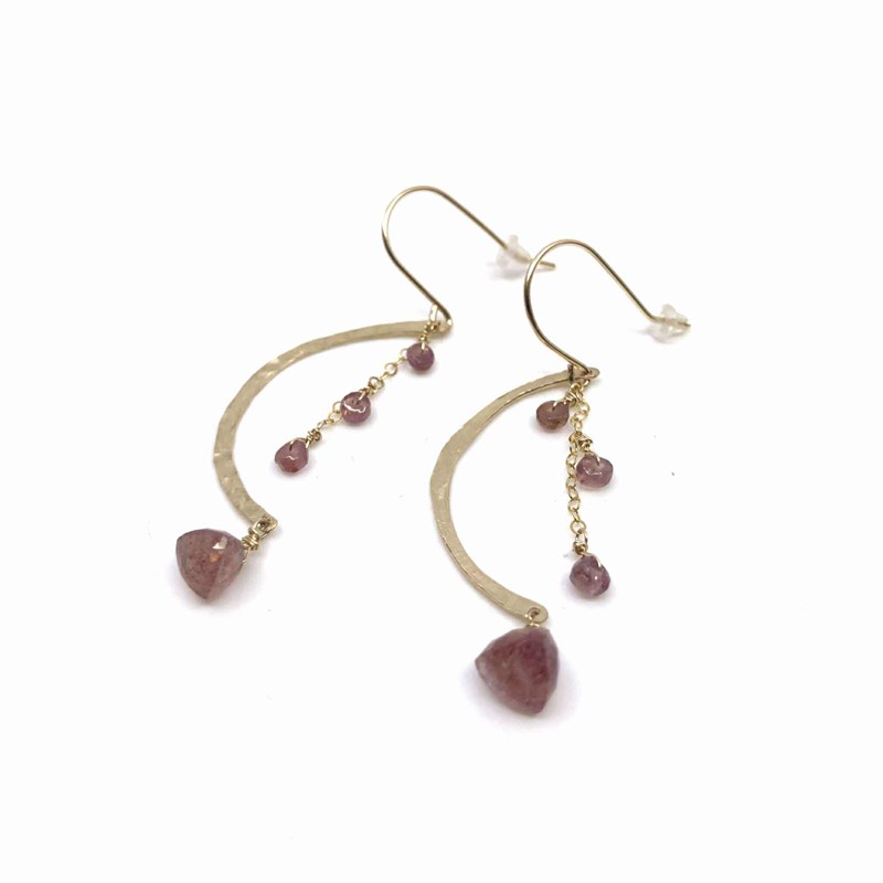 Boucles d'oreilles - quarts fraise/tourmalines