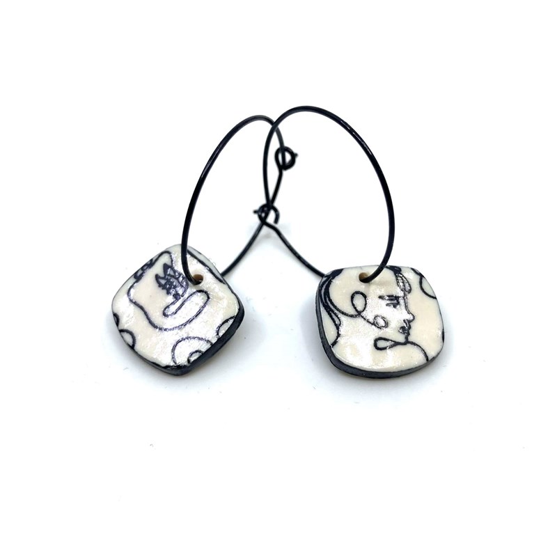 Créoles pièce carrée N&B 13260