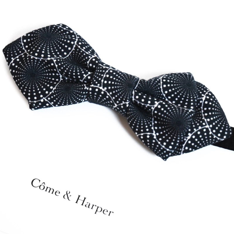 Noeud papillon Côme motif oursin noir