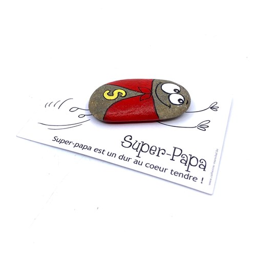Carte galet "Super papa"