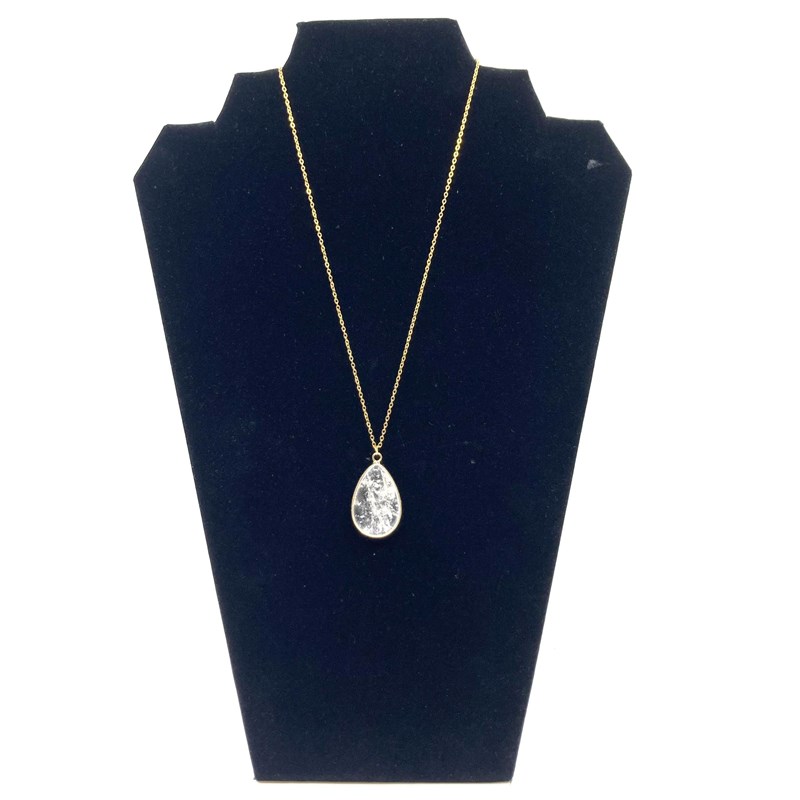 Collier grande  pierre goutte transparente