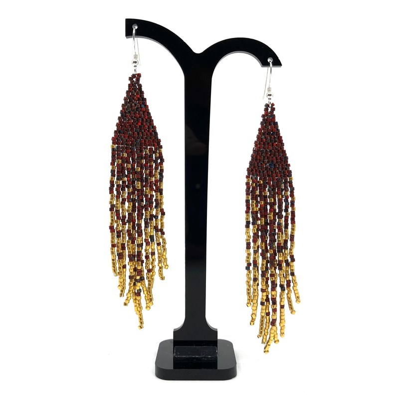 Boucles d'oreilles "Golden ocean" bordeau- attache argent