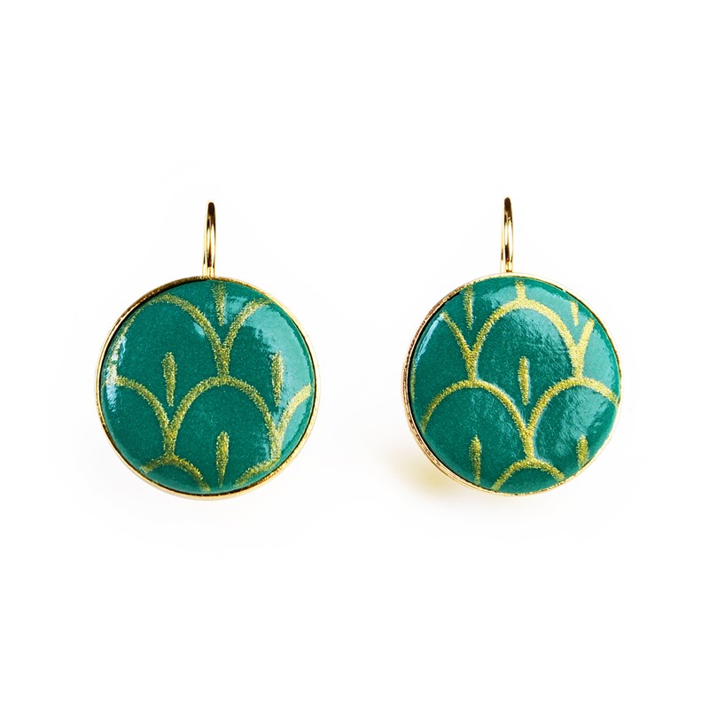 Boucles d'oreilles longues "Deep green"