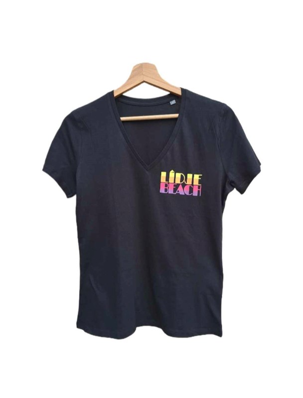 T-SHIRT col V femme NOIR