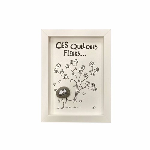 Cadre galet "Ces quelques fleurs"
