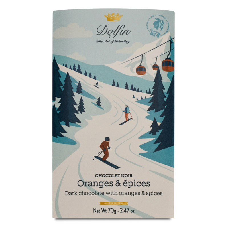 Chocolat noir - Oranges & épices – Vintage Winter Collection 70gr
