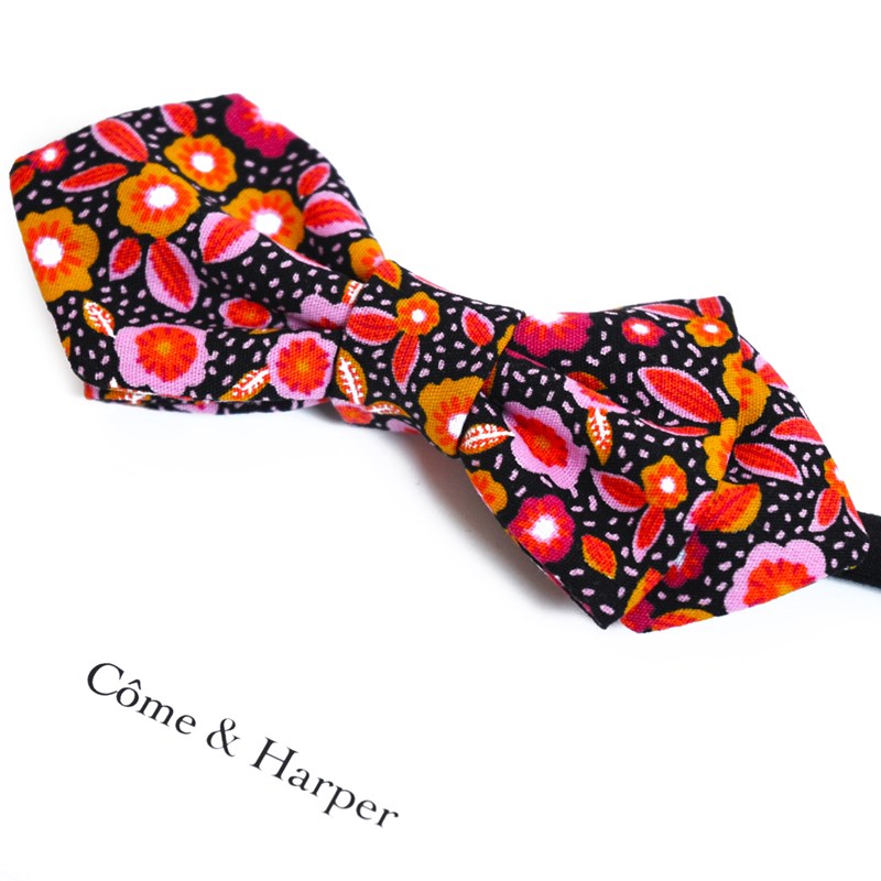 Noeud papillon Côme motif orange flowers