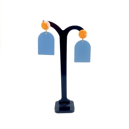 Boucles d'oreilles acétate jaune et bleu
